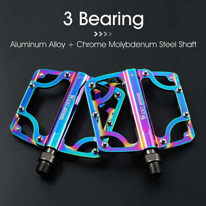 Bicycle Pedals 3 Bearings CNC Ultralight MTB Road Bike Part Colorful Anti-slip Flat BMX Pedals Cycling Accessories
