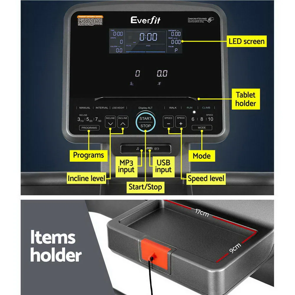 Everfit Electric Treadmill Auto Incline 40 Levels