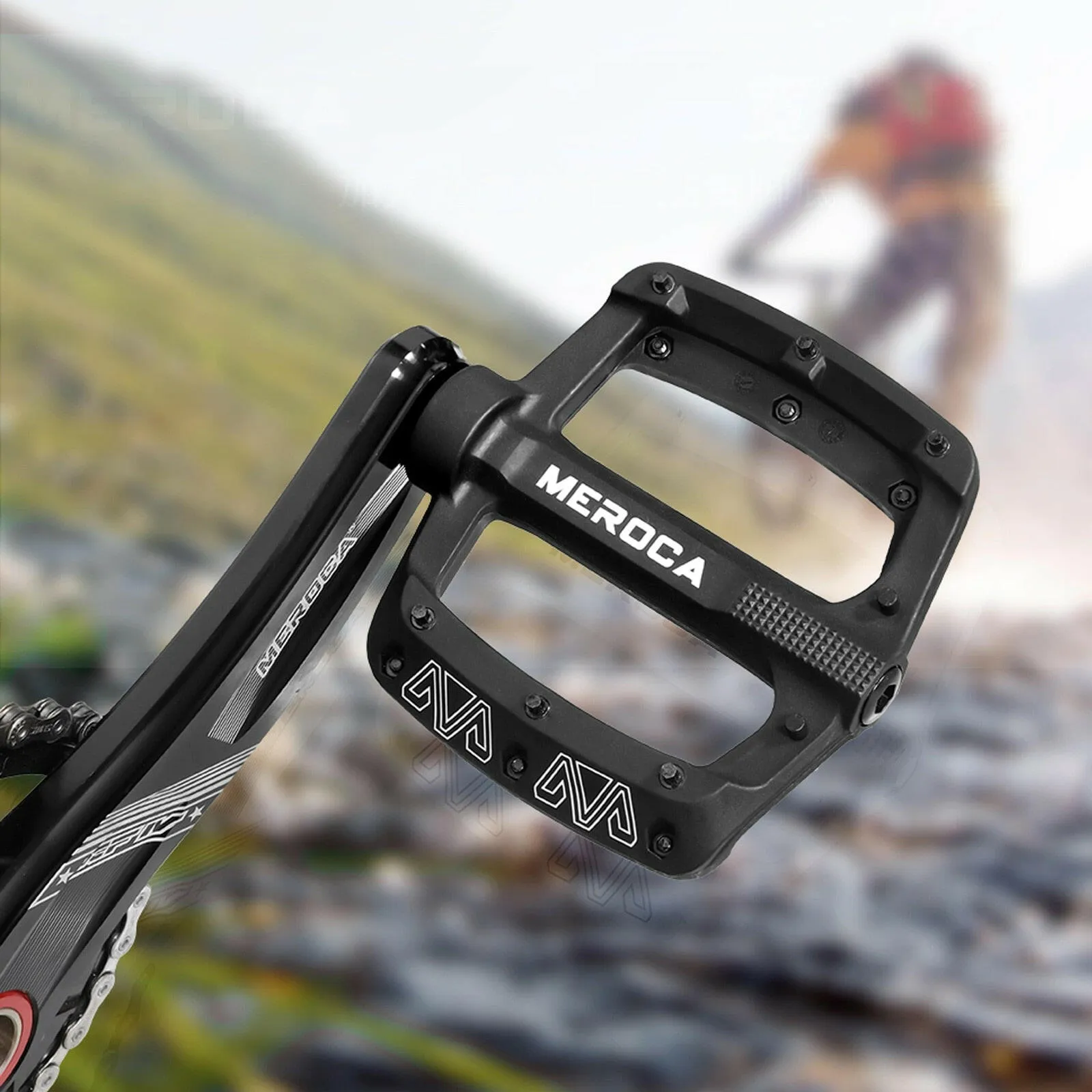 MEROCA 3-Bearing Bicycle Pedal Ultra-Light Nylon Fiber Mtb Pedal Widened Non-Slip Mountain Bike Pedal Cycling Accessories