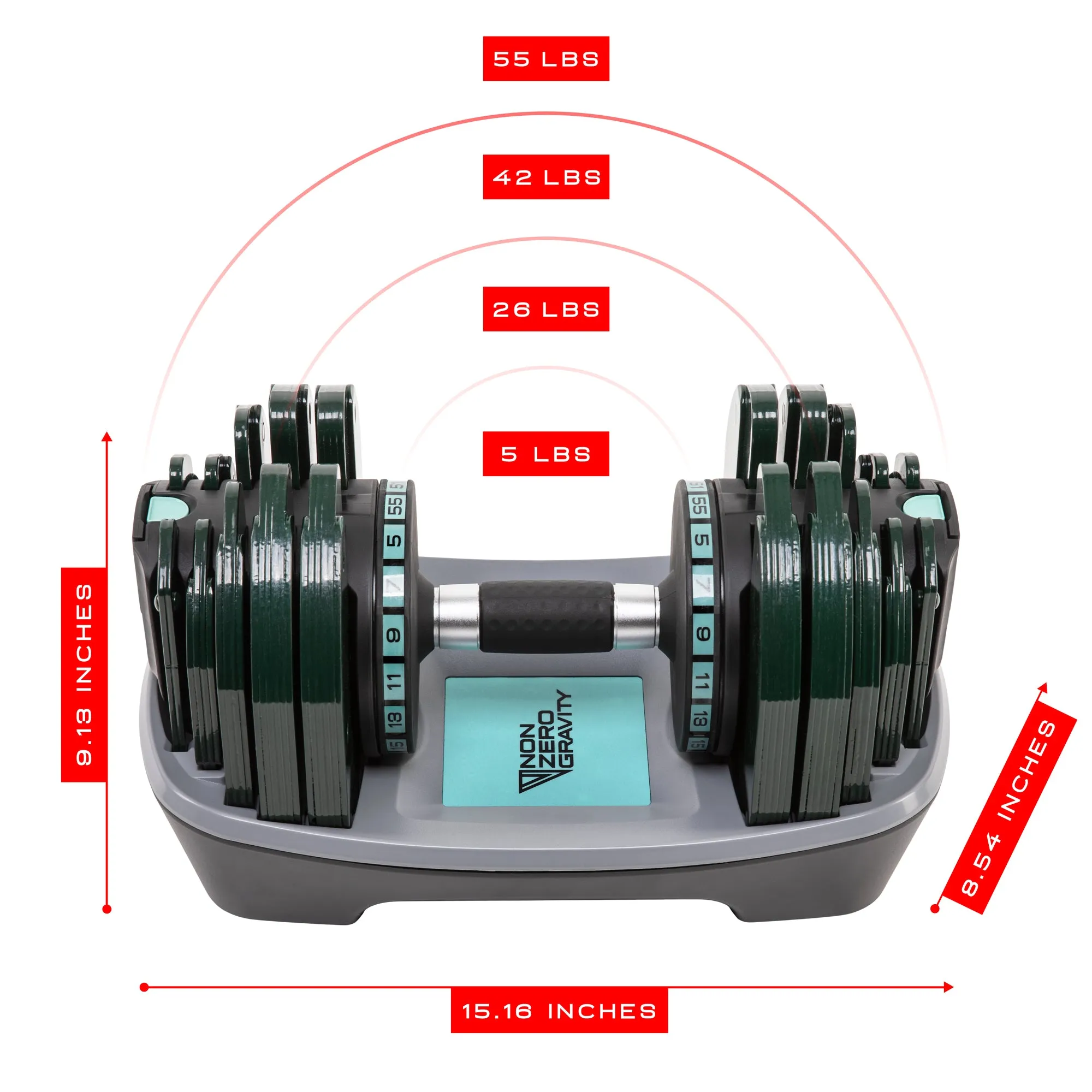 NonZero Gravity PowerDyne 55lbs Adjustable Dumbbell - Aspen (Single)