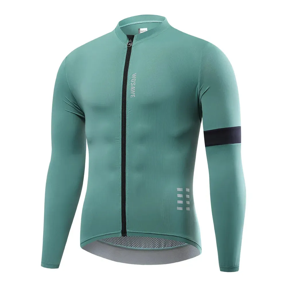 Reflective Jersey Spring Autumn Men's Cycling Jersey Long Sleeve Mtb Road Bike Shirt Breathable Seamless 3 Back Pockets