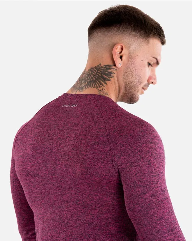 Street Tech. Longsleeve Tee - Maroon Marl