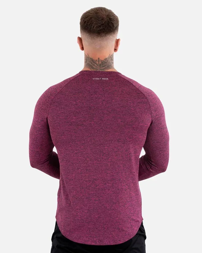 Street Tech. Longsleeve Tee - Maroon Marl