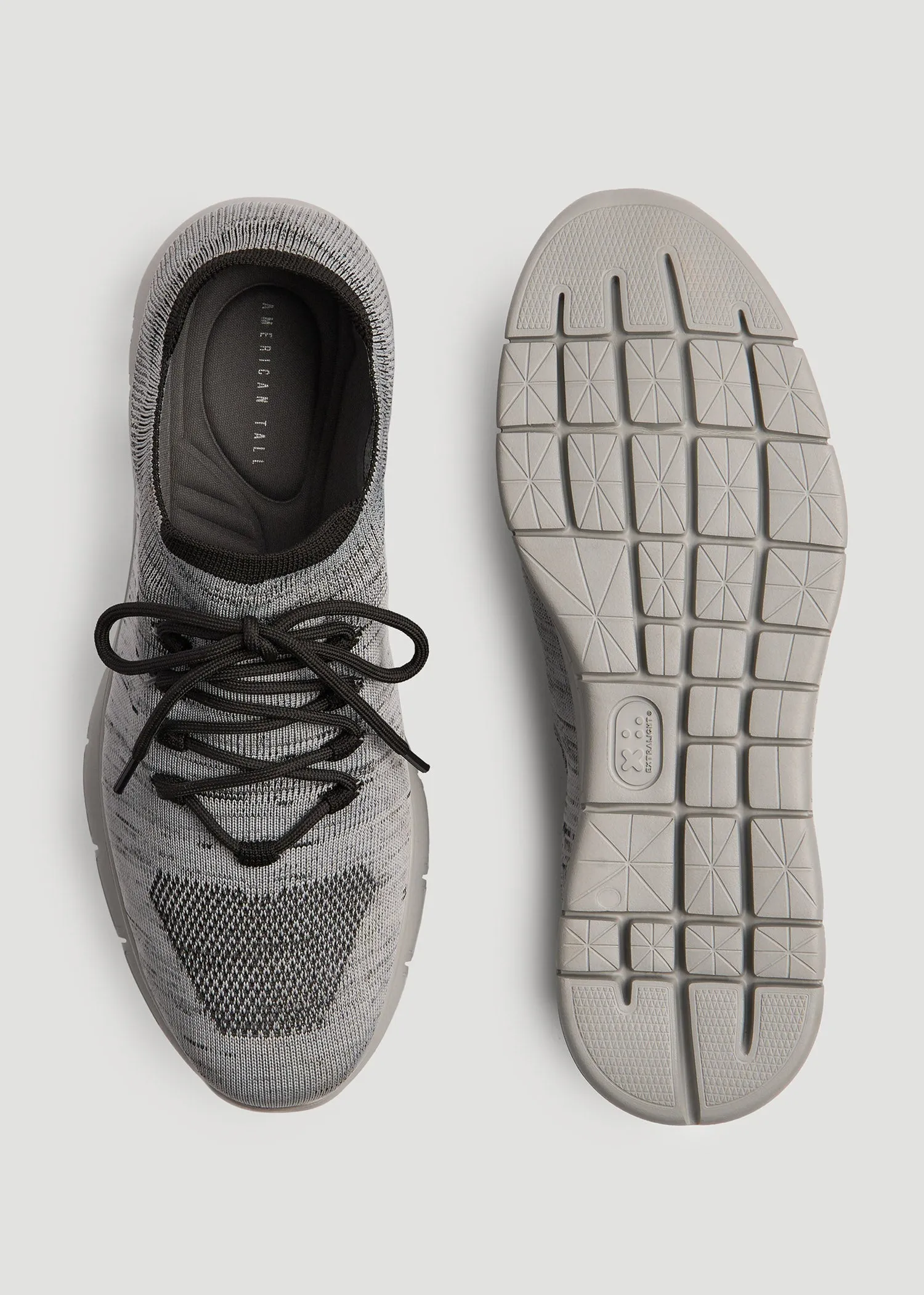 Tall Men's Knit Running Shoes in Grey Mix