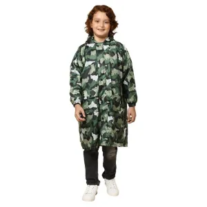 THE CLOWNFISH Archie Series Kids Waterproof PVC Longcoat with Adjustable Hood & Extra Space for Backpack/Schoolbag Holding. Plastic Pouch. Kid Age-4-5 years (Size-27-Peach)