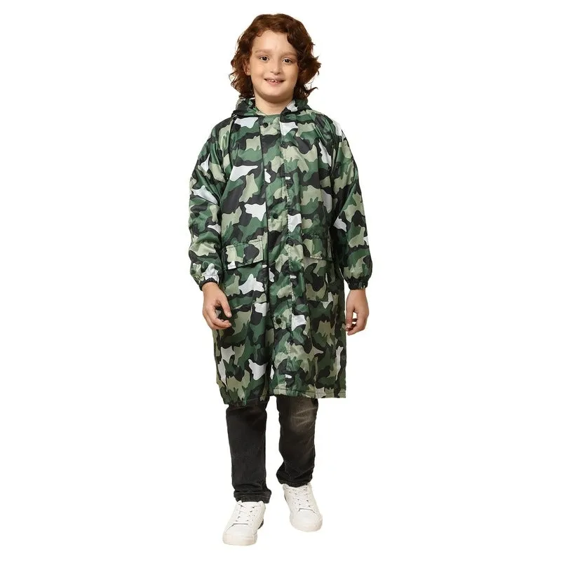 THE CLOWNFISH Archie Series Kids Waterproof PVC Longcoat with Adjustable Hood & Extra Space for Backpack/Schoolbag Holding. Plastic Pouch. Kid Age-4-5 years (Size-27-Peach)