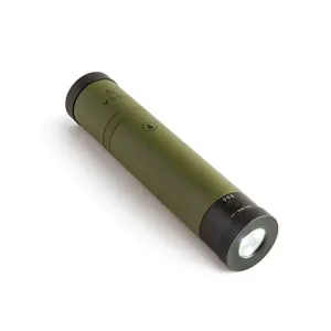 VSSL Flask - 9oz Glass Infused Adventure Flask with 2 Collapsible Shot Glasses and 4-Mode LED Light (Green)